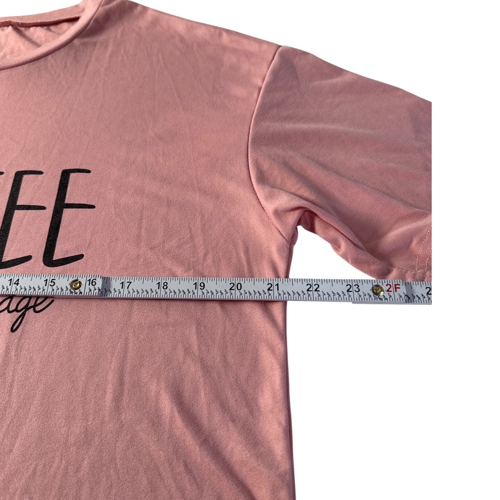 Pink Graphic Coffee Tee‎ Dress Women's Casual Lounge Shirt Dress Size M New - Picture 3 of 6